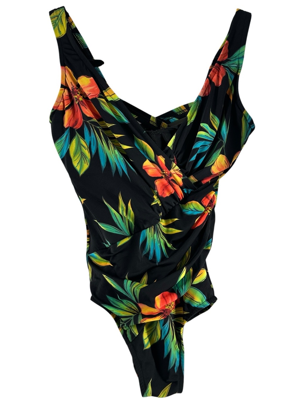 Miraclesuit swimsuit bathing suit flatyerjng waist slimming one piece sz 10